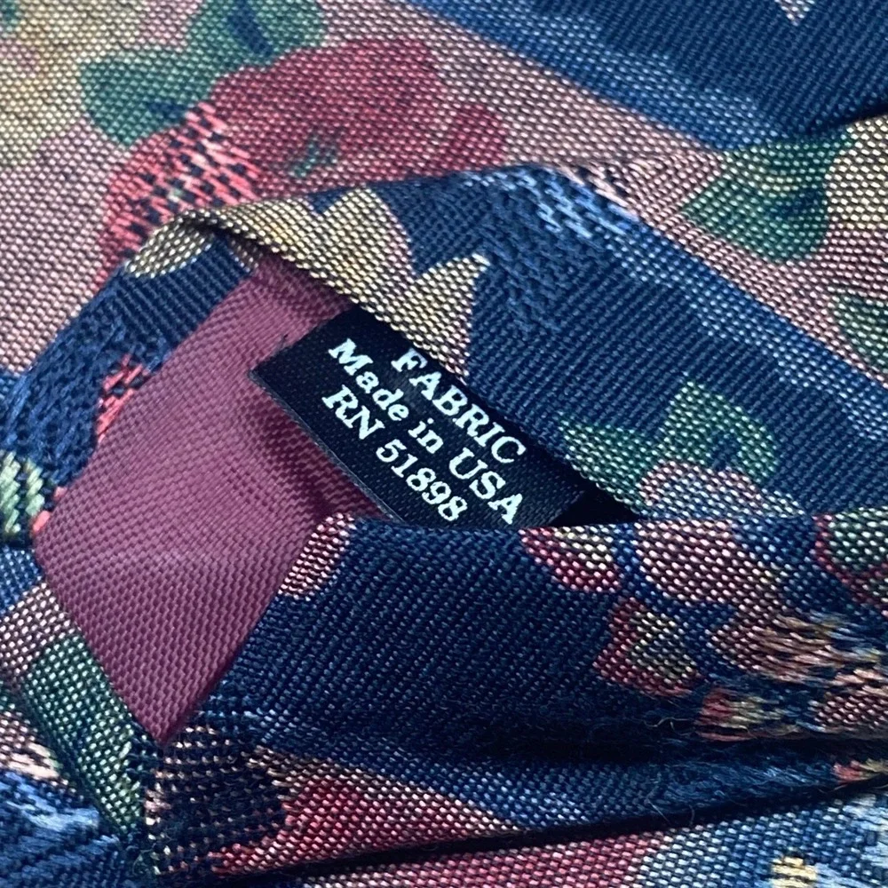 Vintage Beans McGee Tie Floral Paisley Mens Navy USA Dark Academia
